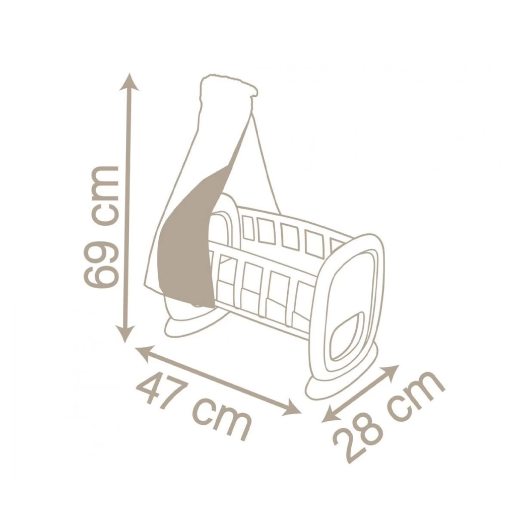 Eğitici Çocuk 7600220373 Smoby Baby Nurse Oyuncak Bebek için Sallanan Beşik Oyun Seti +18 ay - Görsel 2