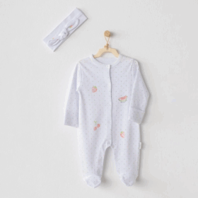 Çocuk AC23556 Watermelon & Strawberry Bebe Tulum Takım White