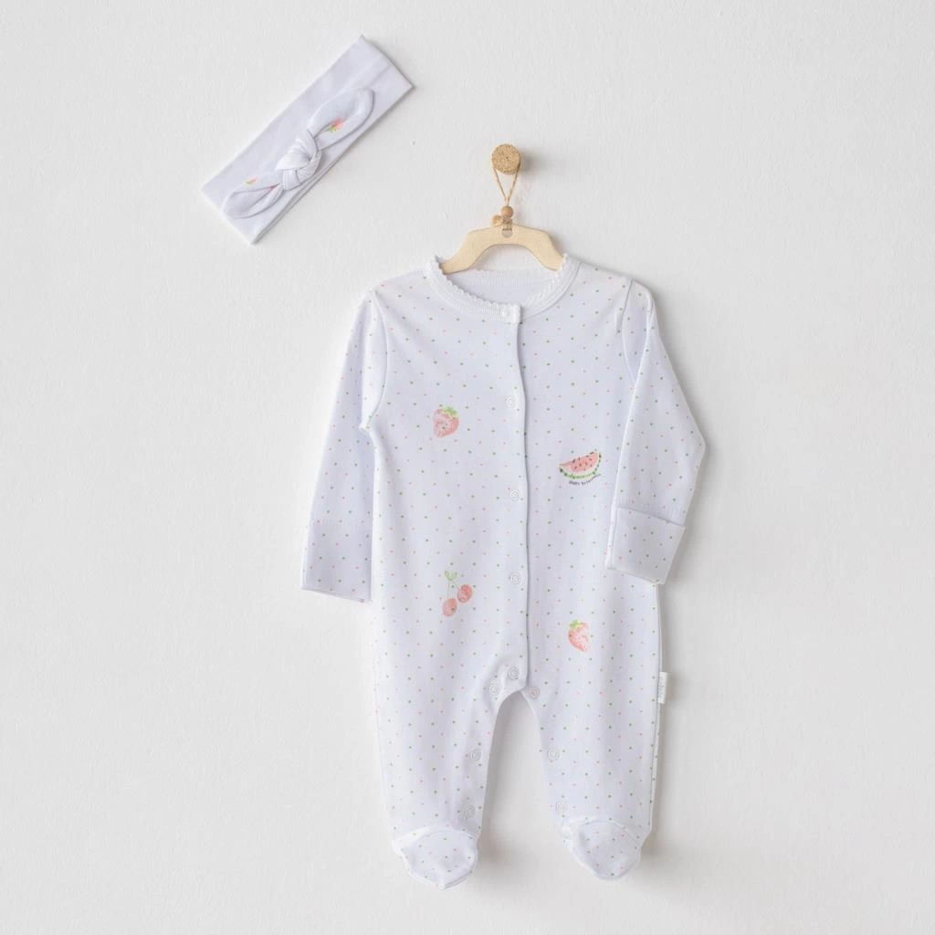 Çocuk AC23556 Watermelon & Strawberry Bebe Tulum Takım White