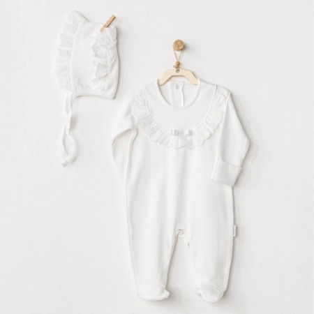 Çocuk AC24504 Petit Love Bebek Tulum Takım Ekru