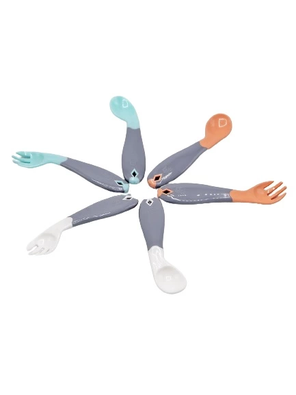 Çocuk Açılı Mama Kaşık Çatal Takımı 703 Yeşil - Görsel 3