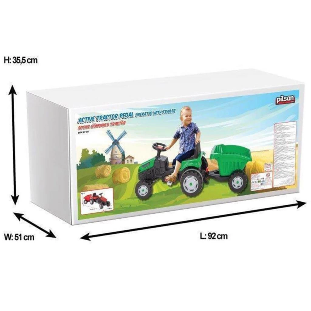 Active Traktör Römorklu Pedallı Kırmızı - Görsel 4