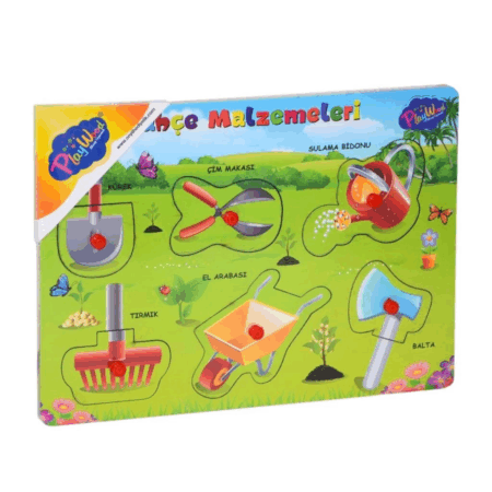 Çocuk Ahşap Tutmalı Bahçe Malzemeleri Puzzle
