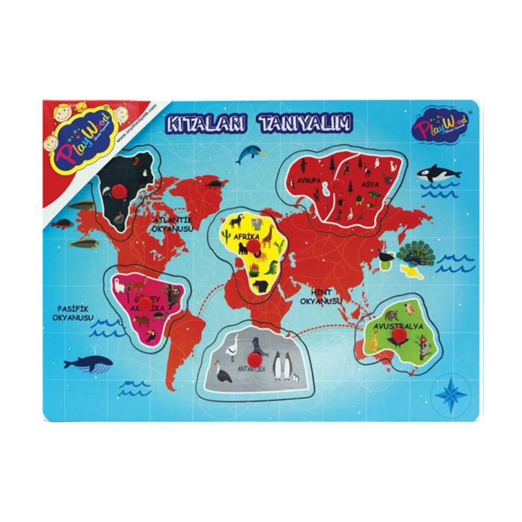 Ahşap Tutmalı Kıtaları ve Bölgeleri Tanıyalım Puzzle - Görsel 2