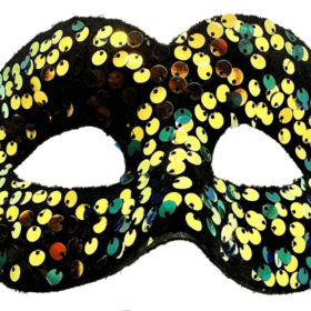 Çocuk Altın Renk Arkadan Lastikli Pul Payet İşlemeli Balo After Parti Maskesi