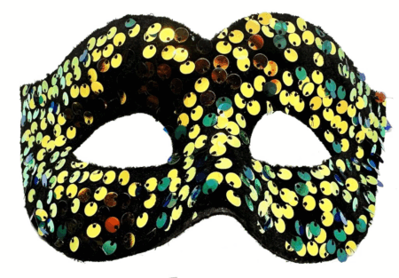 Çocuk Altın Renk Arkadan Lastikli Pul Payet İşlemeli Balo After Parti Maskesi