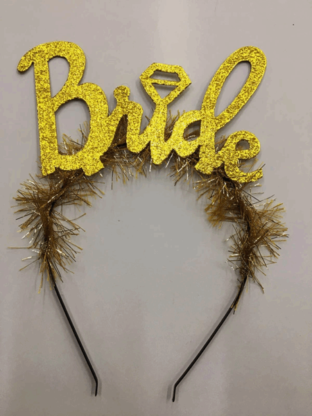 Çocuk Altın Renk Bekarlığa Veda İtalik Yazı Alyanslı Bride Taç