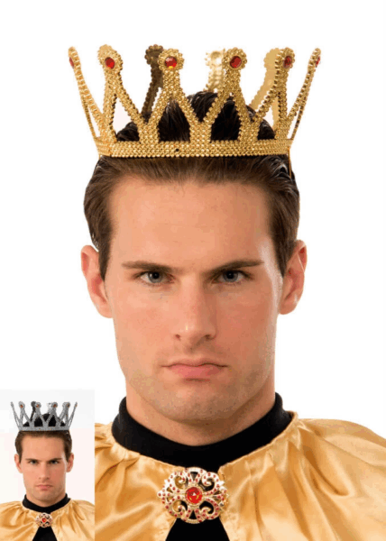 Altın Renk Kral Tacı Çocuk ve Yetişkin Uyumlu Kraliyet Temalı Parti Aksesuarı