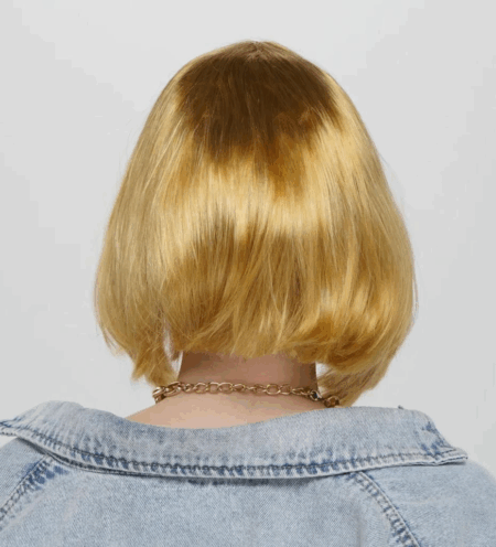 Çocuk Altın Renk Düz Kesim Küt Parti Peruğu Kısa Takma Saç