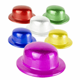 Çocuk Altın Renk Hologramlı Plastik Yuvarlak Melon 27x24 cm