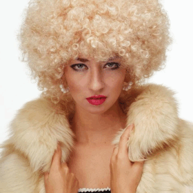 Çocuk Altın Renk Kıvırcık Afro Bonus Peruk Saç Parti Peruğu Platin Gold