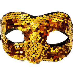 Çocuk Altın Renk Payetli Pullu Parti Maskesi Balo Venedik