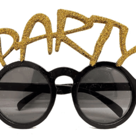 Çocuk Altın Simli Party Yazılı Parti Gözlüğü Show 15x7 cm