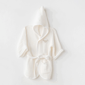 Andywawa AC24616 Bathrobe Gıft Bebek Bornoz White