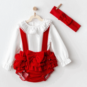 Çocuk Andywawa AC25330 Happy Newyear 3'Lü Kadife Bebe Tulum Takım Red