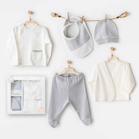 Mommy's Little Star 5'li Hastane Çıkışı Ekru Çocuklar İçin Eğitici ve Konforlu Set