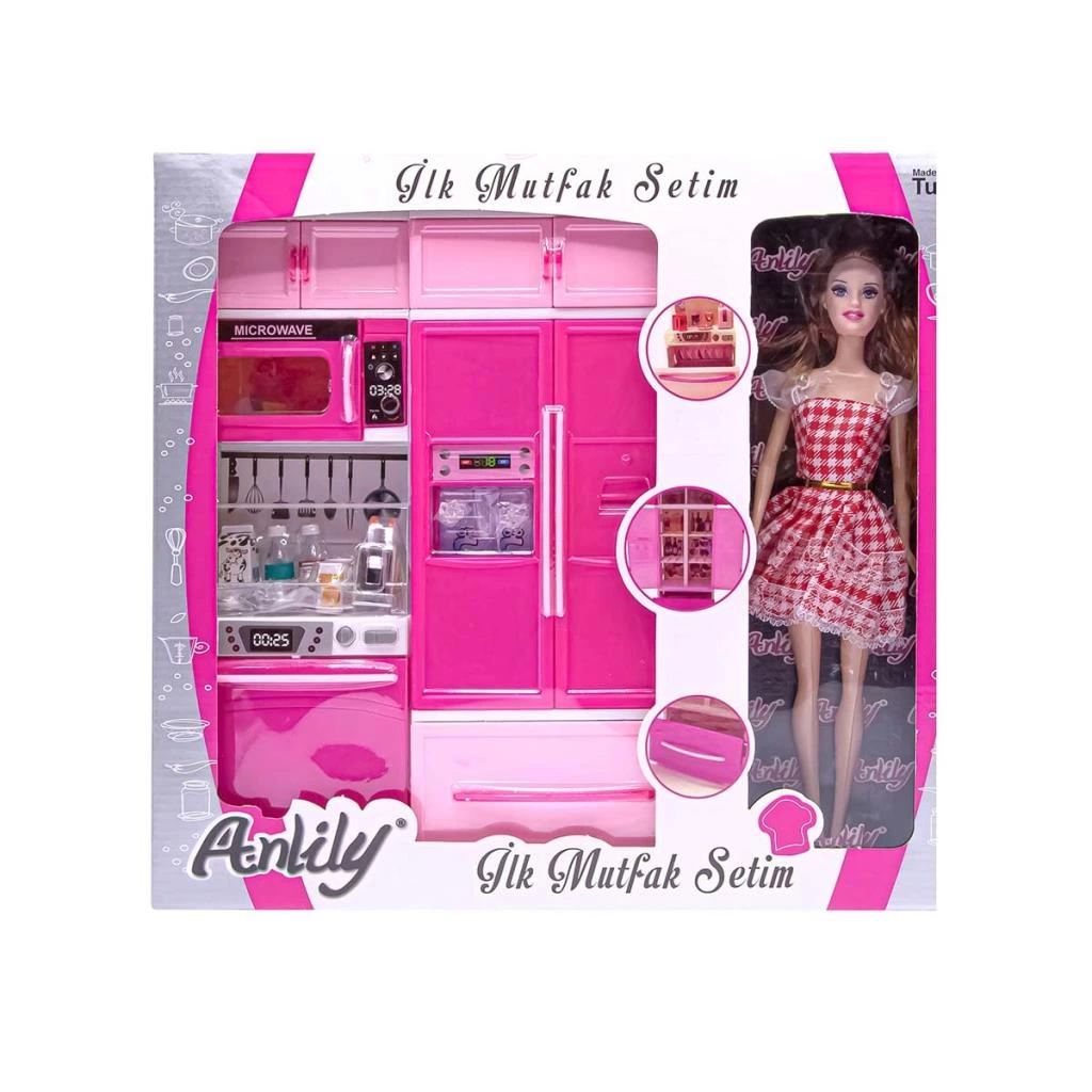 Çocuk Anlily Bebek ve 2'li Mutfak Seti - Görsel 2