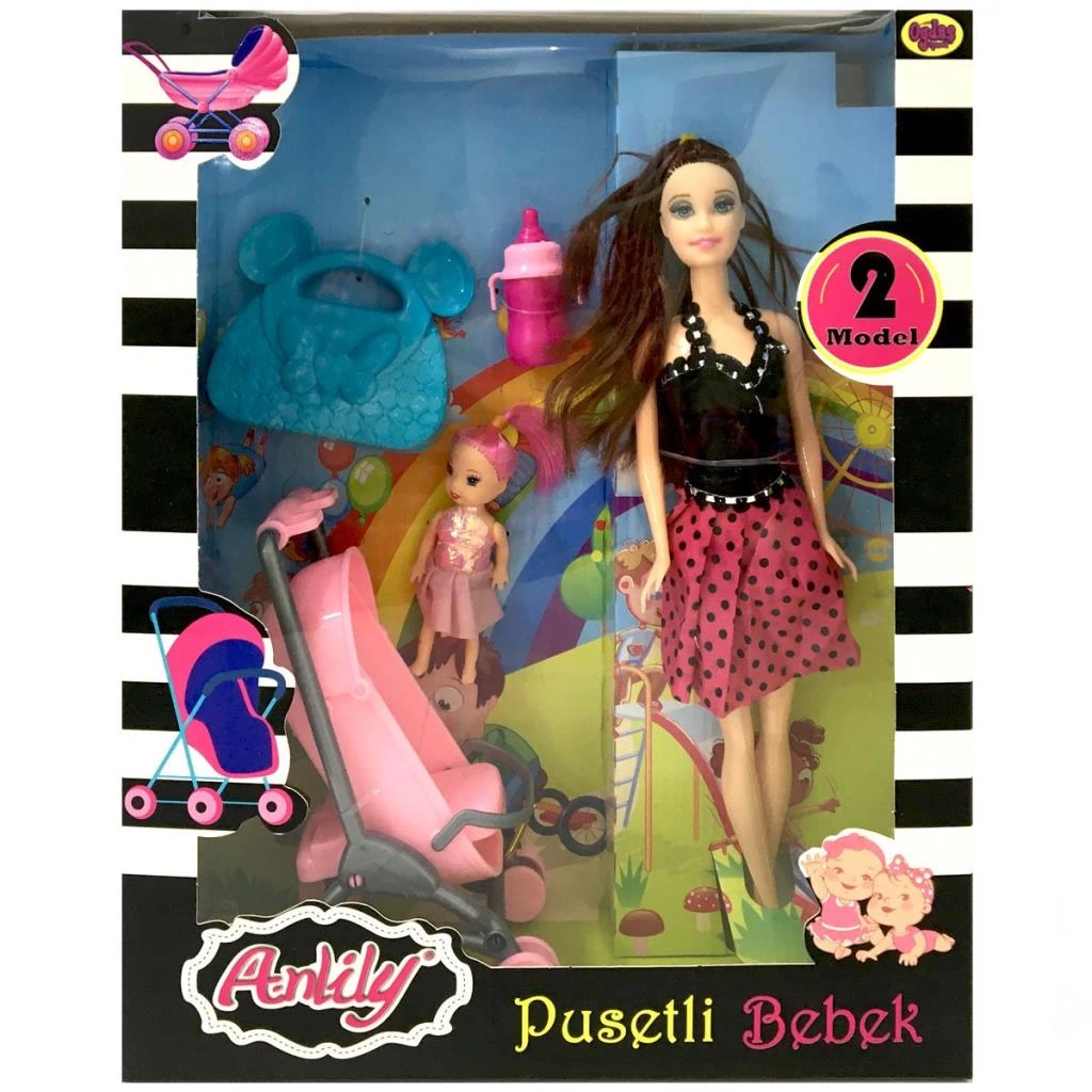 Çocuk Anlily Pusetli Çantalı Bebek - Görsel 2