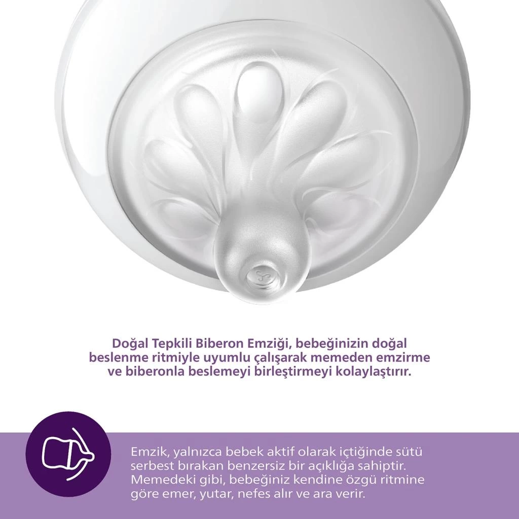 Çocuk Avent Doğal Tepkili Natural Response 2'Li Biberon Emziği No:1 0+ Ay - Görsel 2