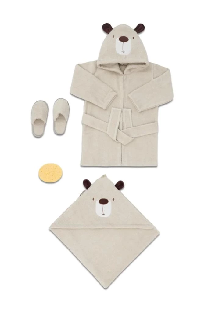 Çocuk Ayılı Desen Bornoz Seti 30030 Krem