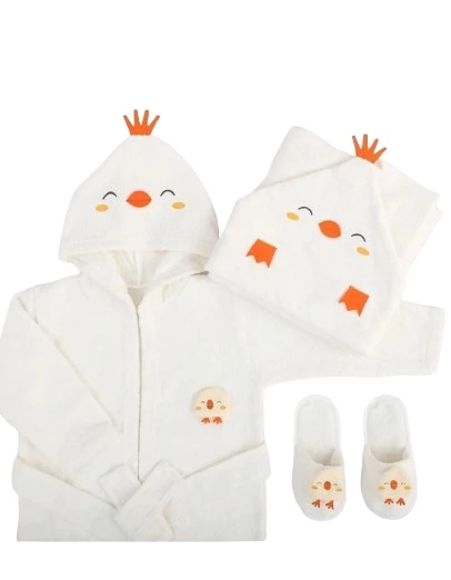 Çocuk Baby Civcivli Bornoz Seti 30038 Ekru - Görsel 2