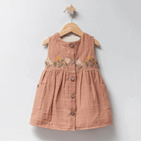 Baby Sunshine Müslin Bebek Elbise 5206 Kahverengi