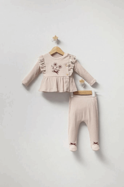 Baby Vintage Rose Zıbın Takım 5169 Pudra