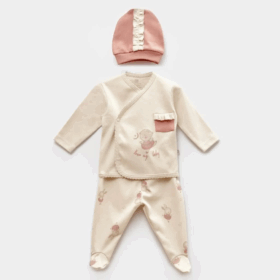 Çocuk Ballery Princess 3'Lü Zıbın Set 73314 Bej-Gül Kurusu