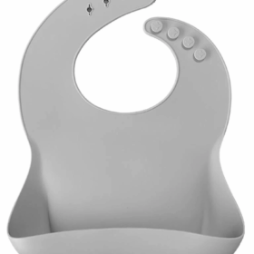 Silikon Mama Önlüğü Powder Grey Bebek İçin Konforlu Su Geçirmez ve Kolay Temizlenir Önlük