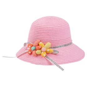 Çocuk Bebe Hasır Şapka (2-6 Yaş) Y24700-03 Pembe