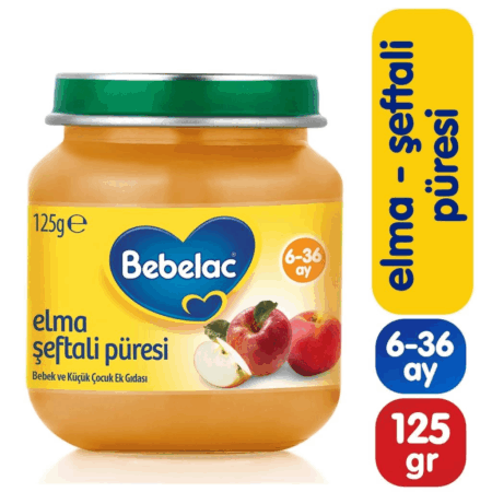 Çocuk Bebelac Elma Şeftali Püresi Kavanoz Maması 125 Gr