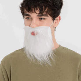 Çocuk Beyaz Kırçıllı Arkadan Lastikli Beyaz Takma Sakal Yetişkin Çocuk Uyumlu