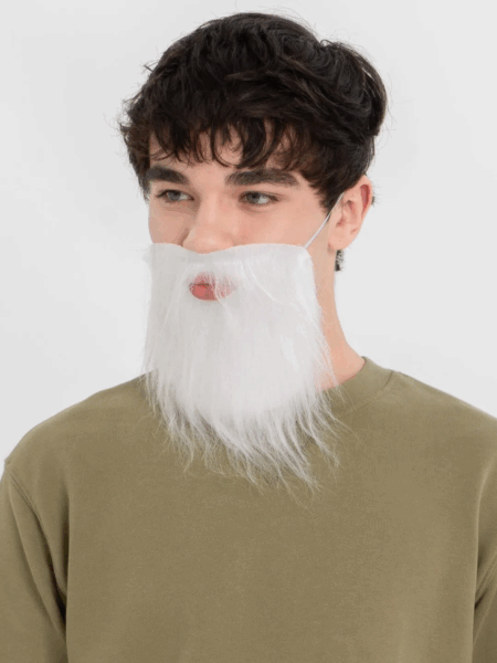 Çocuk Beyaz Kırçıllı Arkadan Lastikli Beyaz Takma Sakal Yetişkin Çocuk Uyumlu