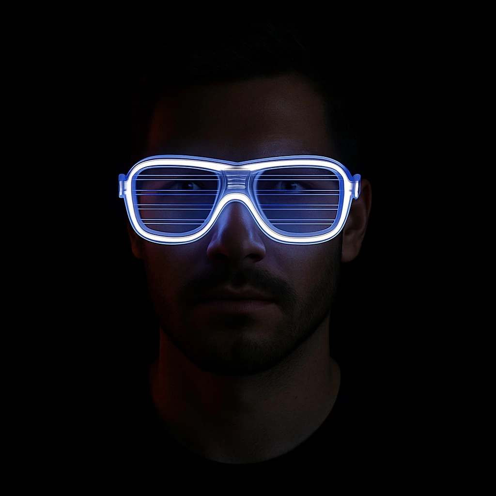 Eğitici Çocuk Beyaz Led Işıklı Parti Gözlüğü - Neon Glow Şerit Gözlük 3 Modlu - Görsel 3