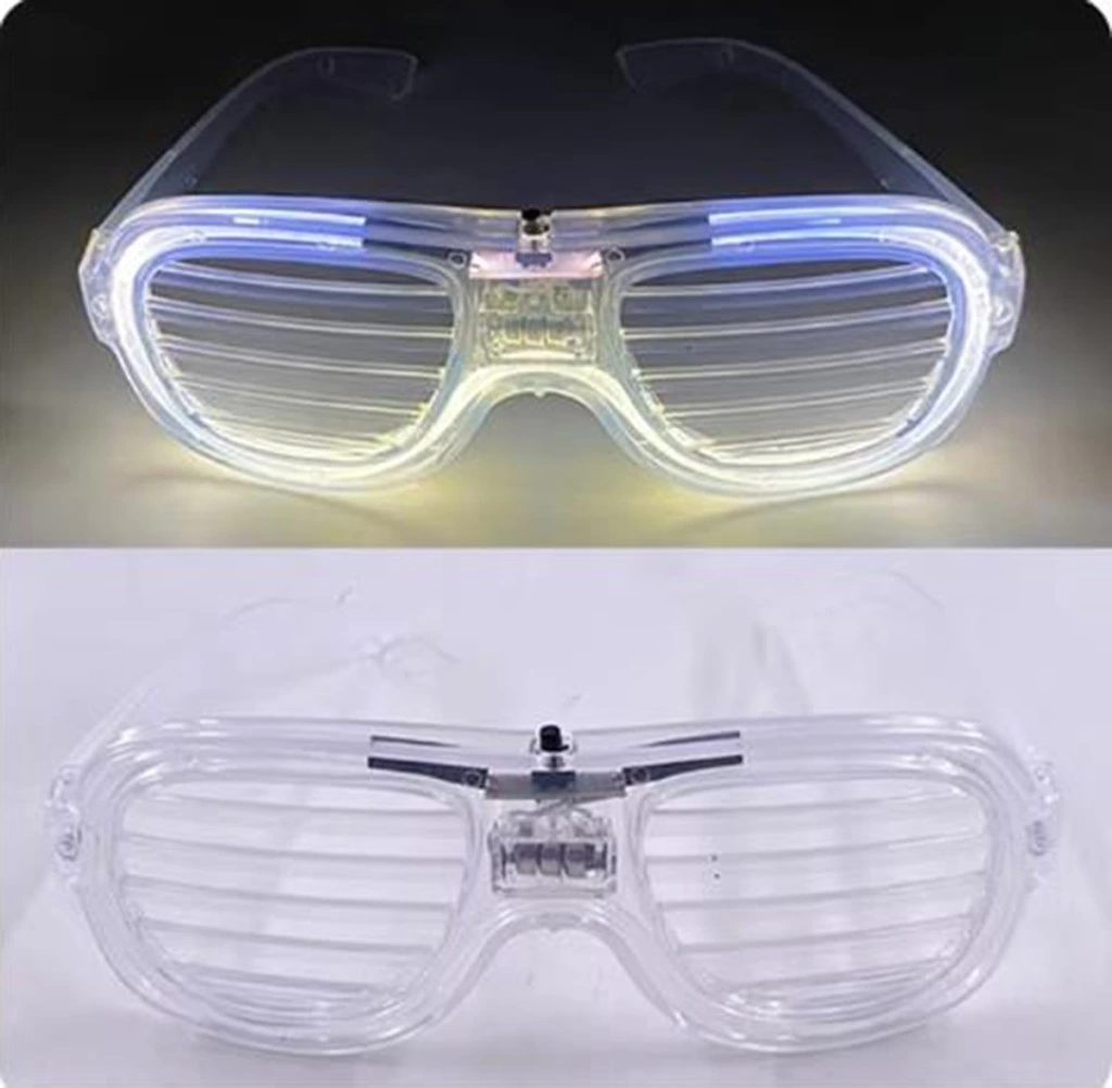 Eğitici Çocuk Beyaz Led Işıklı Parti Gözlüğü - Neon Glow Şerit Gözlük 3 Modlu - Görsel 5