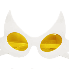 Çocuk Beyaz Renk Bıyık Tasarımlı Kedi Parti Gözlüğü 19x11 cm