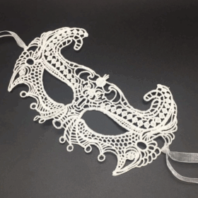 Çocuk Beyaz Renk Dantel Kesim Dantel İşlemeli Balo Parti Maskesi 1 No