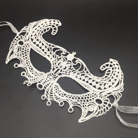 Çocuk Beyaz Renk Dantel Kesim Dantel İşlemeli Balo Parti Maskesi 1 No