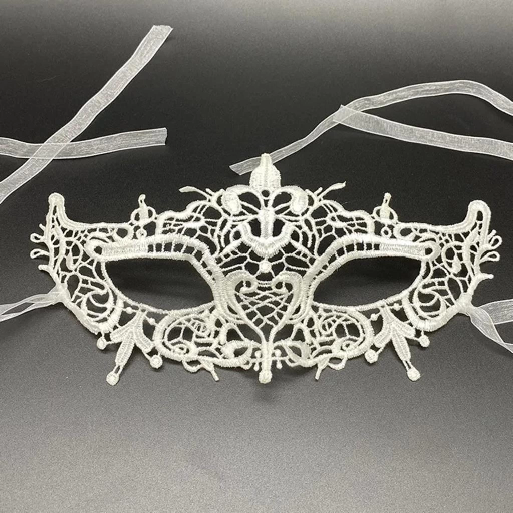 Beyaz Renk Dantel Kesim Dantel İşlemeli Balo Parti Maskesi 2 No - Görsel 2