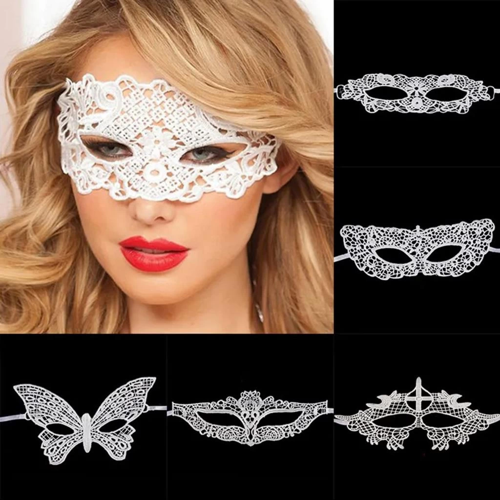 Beyaz Renk Dantel Kesim Dantel İşlemeli Balo Parti Maskesi 2 No - Görsel 3