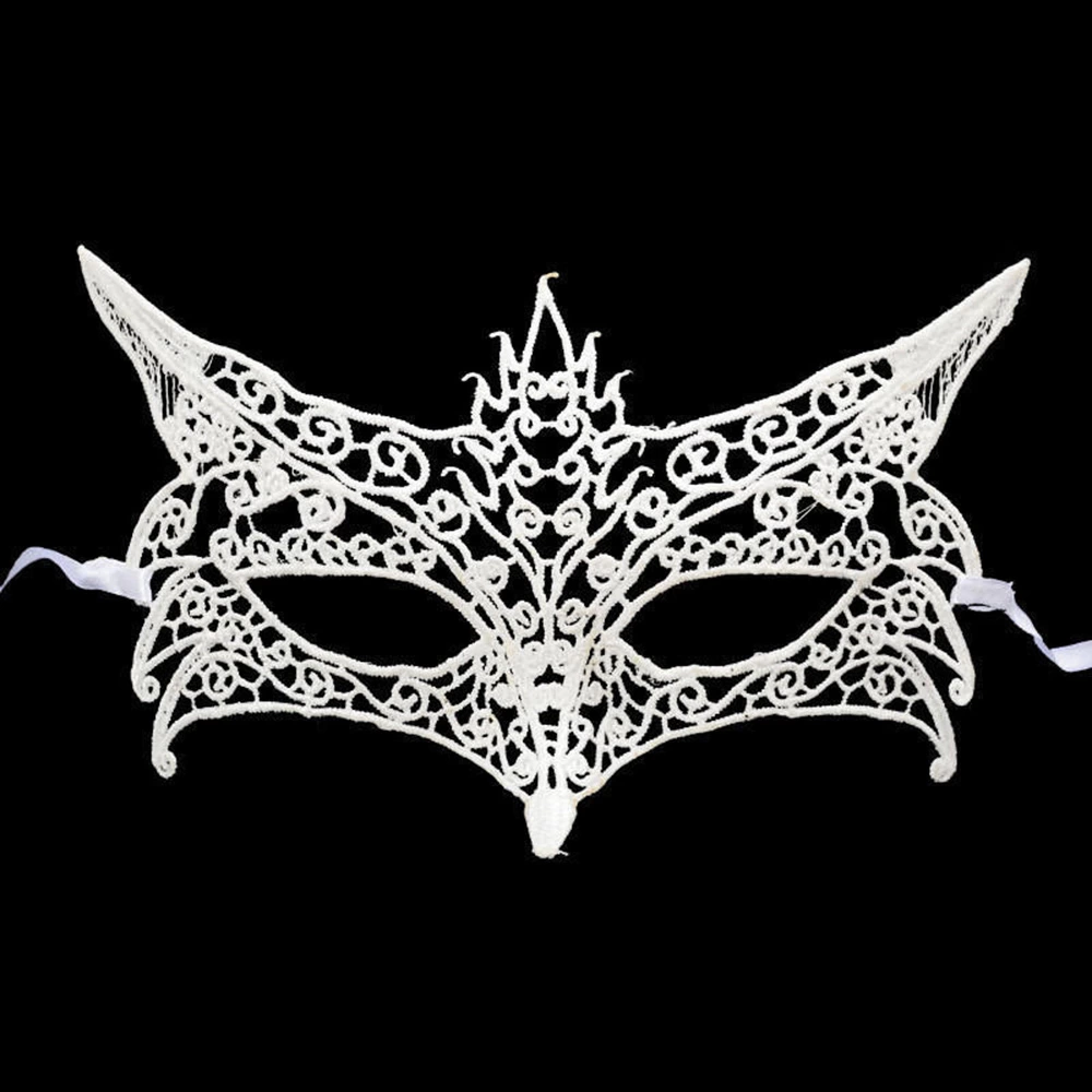 Çocuk Gelişim Beyaz Dantel İşlemeli Balo Maskesi Zarif ve Şık Parti Maskesi - Görsel 2