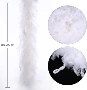 Eğitici Oyuncak Beyaz Renk Kabarık Kalın Otriş Boa Tüy 6 cm Genişlik 180-200 cm Uzunluk