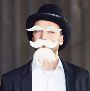 Eğitici Çocuk Beyaz Renk Kendinden Yapışkanlı Takma Sakal Bıyık ve Kaş Seti