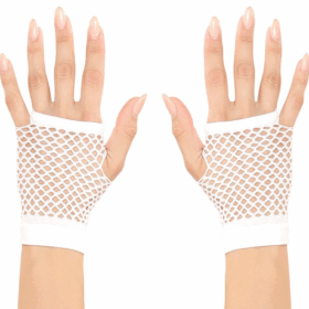 Çocuk Beyaz Renk Kısa Boy Fileli Örgü Eldiven