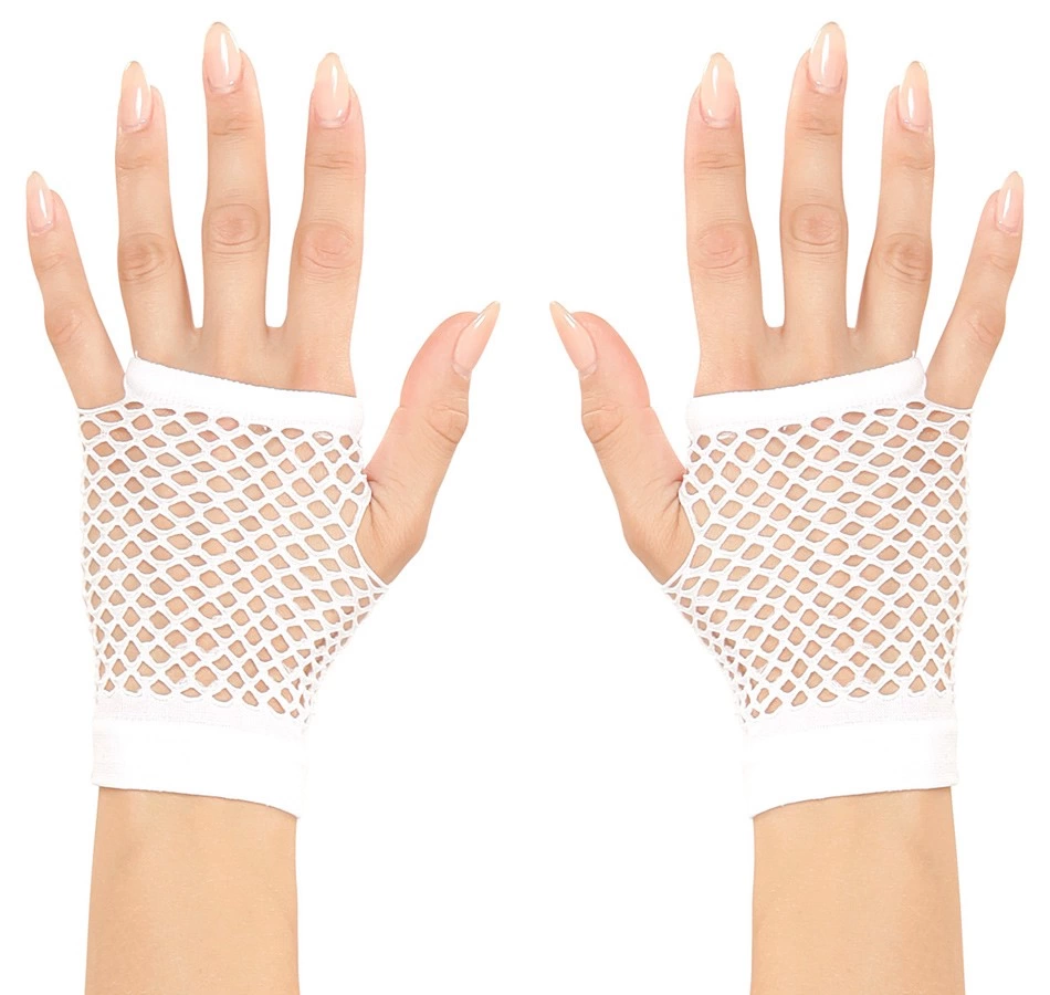 Çocuk Beyaz Renk Kısa Boy Fileli Örgü Eldiven