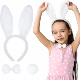 Beyaz Tavşan Kostüm Seti Taç, Papyon, Kuyruk 12'li Parti ve Gösteri Aksesuarı