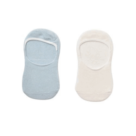 Bibaby Biorganic Basic Erkek Babet 2'Li Çorap 68454 Mavi Ekru