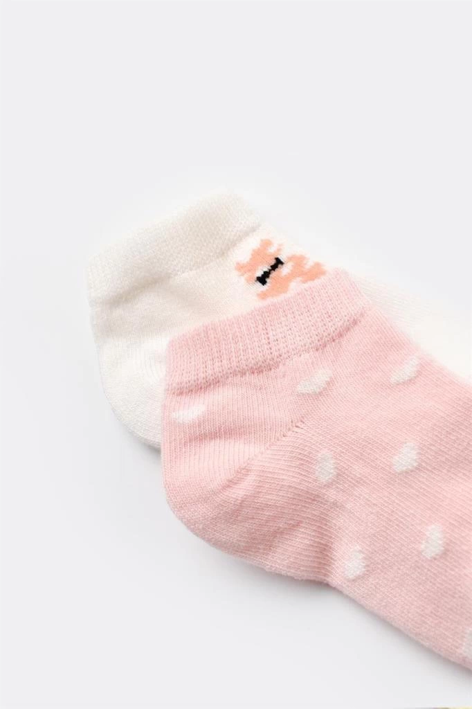 Bibaby Biorganic Cat 2'Li Yaş Patik Çorap 68427 Pembe Ekru - Görsel 2