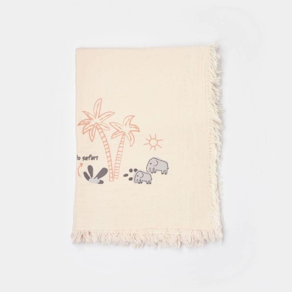 Bibaby Biorganic Hello Safari Müslin Bebek Battaniye 64690 Ekru Kiremit