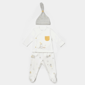 Çocuk Bibaby Biorganic Penguin Club 3'Lü Bebek Set 73336 Ekru Gri